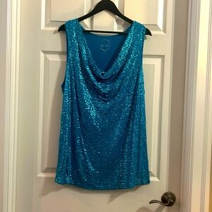 Inc Torquise Sequined Top